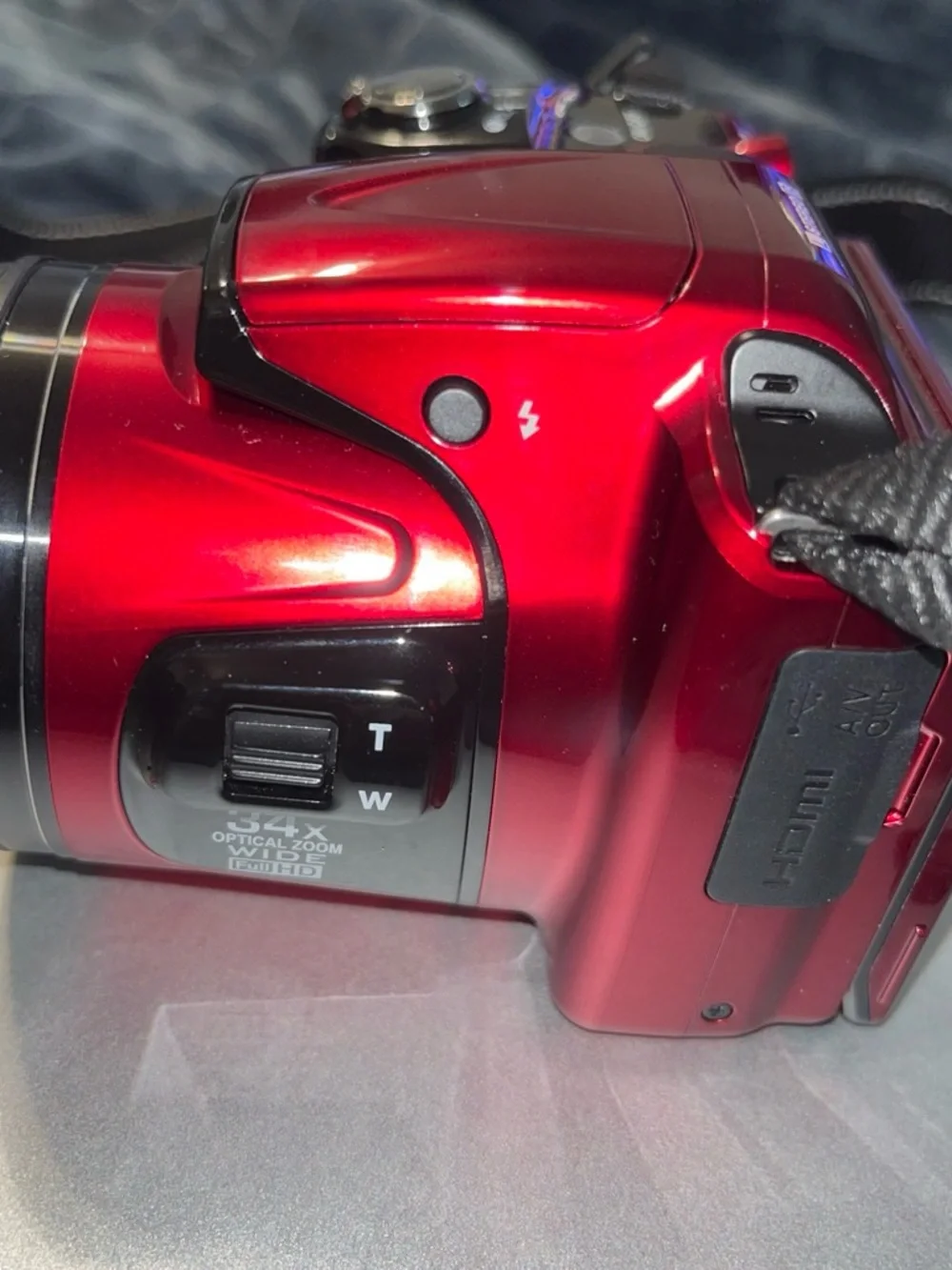 Nikon Red Digital Bridge Camera with Black Carry Case
